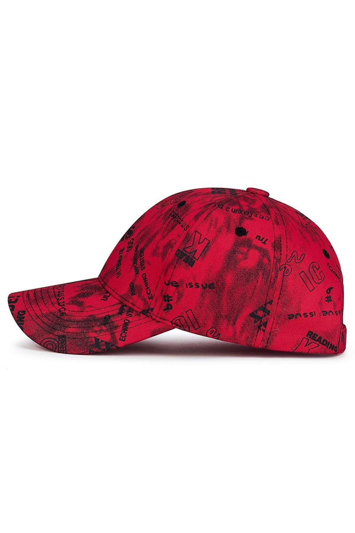 valkyrie Unisex Kırmızı Grafiti Desenli Baseball Şapka