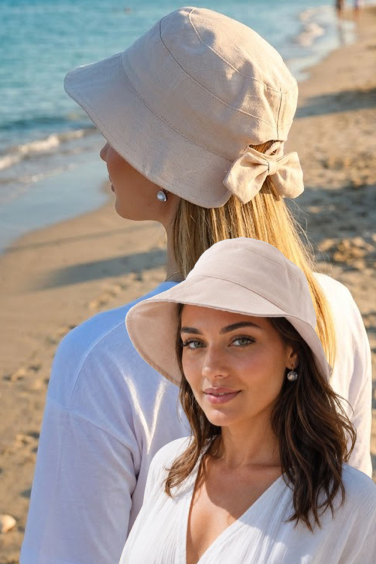 Ritagarcia Kadın Fiyonk Detaylı Kova Şapka - Arkası Ayarlanabilir Cırt Cırtlı Bucket Hat