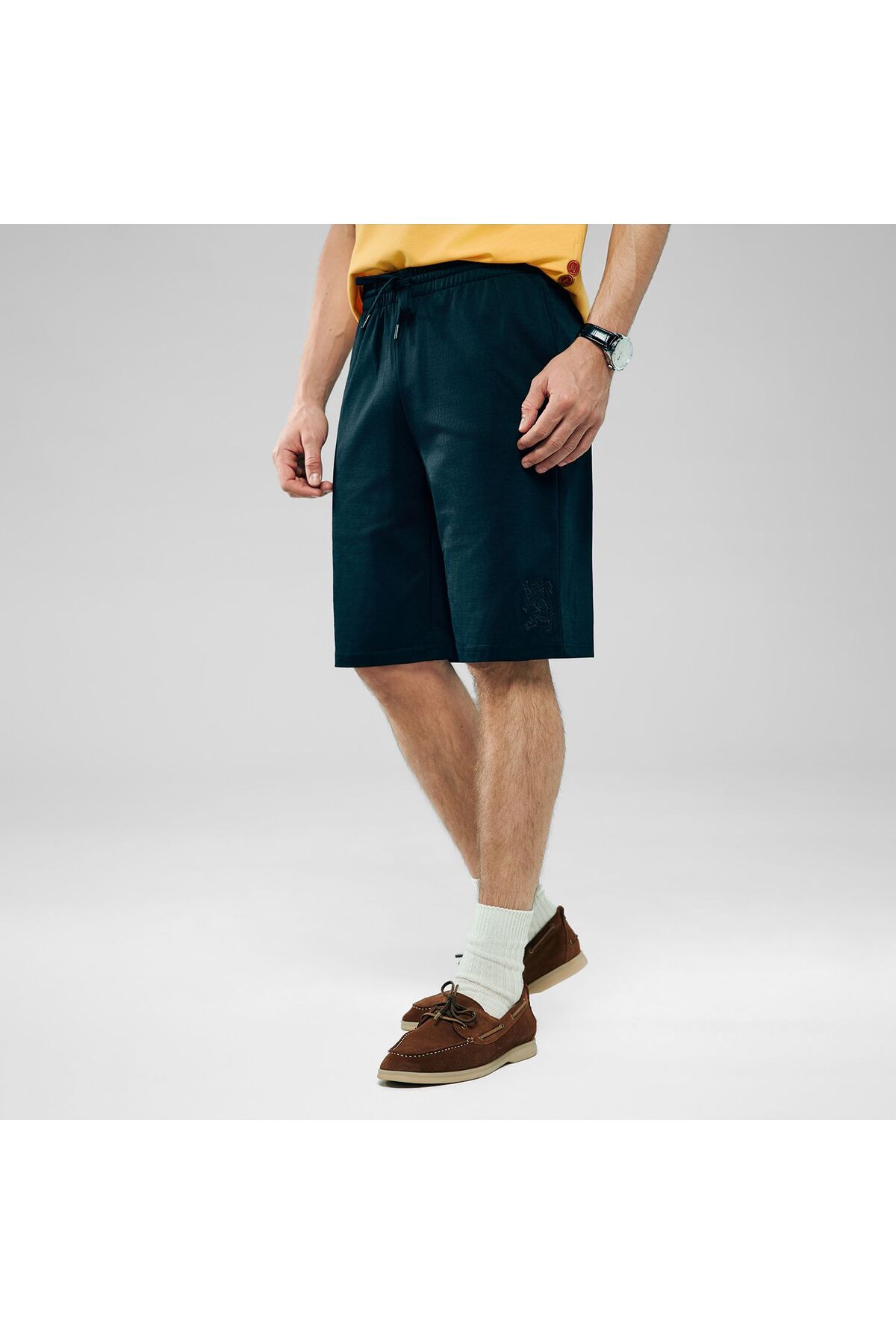 Giordano Men Regular Interlock Embroidery Shorts