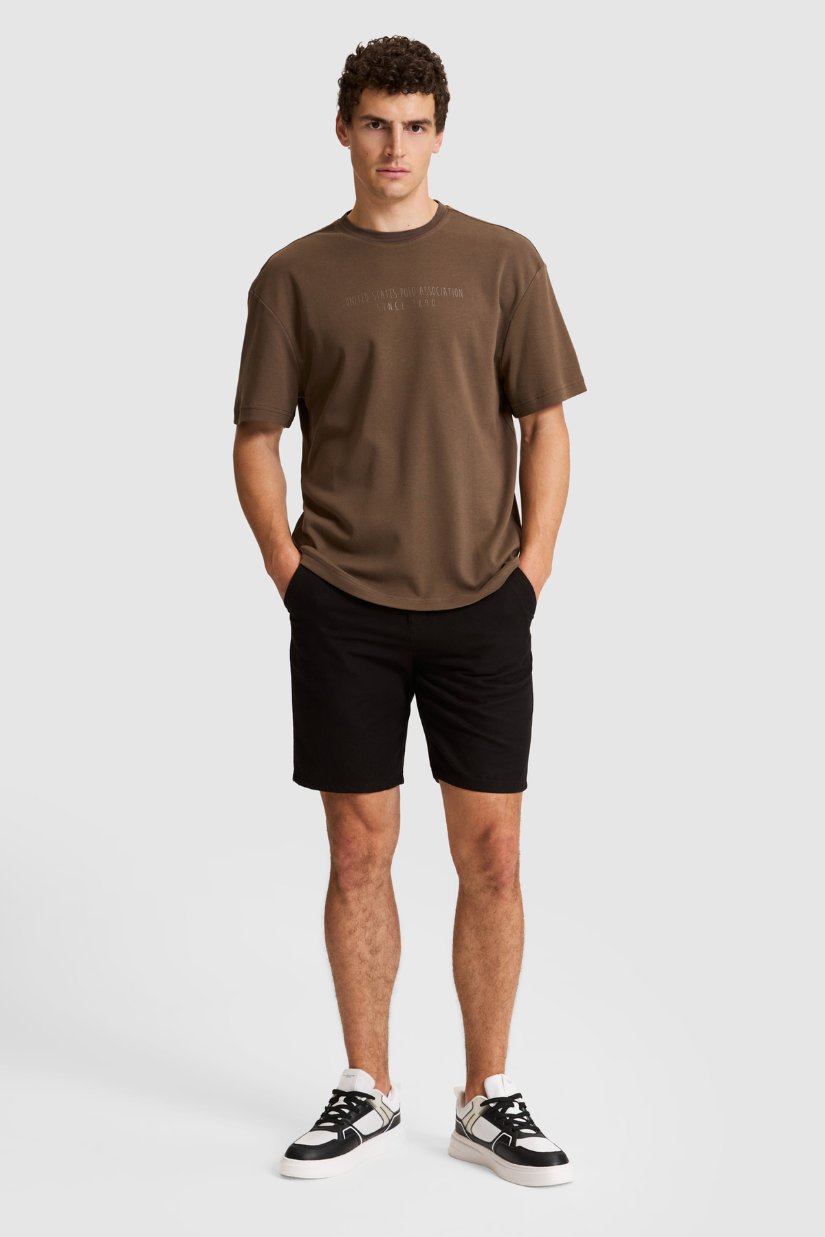 U.S. Polo Assn. Erkek Kahverengi Comfort Fit Bisiklet Yaka Tişört 50326976-VR029 görsel 4
