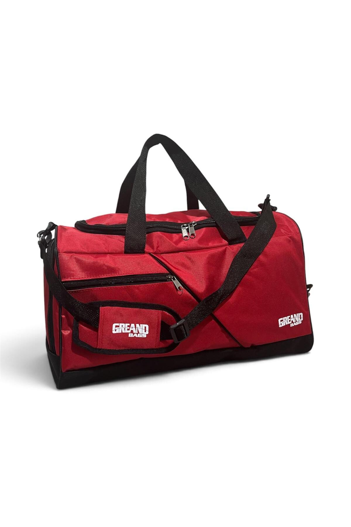GreandBags Kırmızı Ayakkabı Bölmeli A Kalite Geniş Hacimli Spor Çantası Seyehat Çantası GYM görsel 2