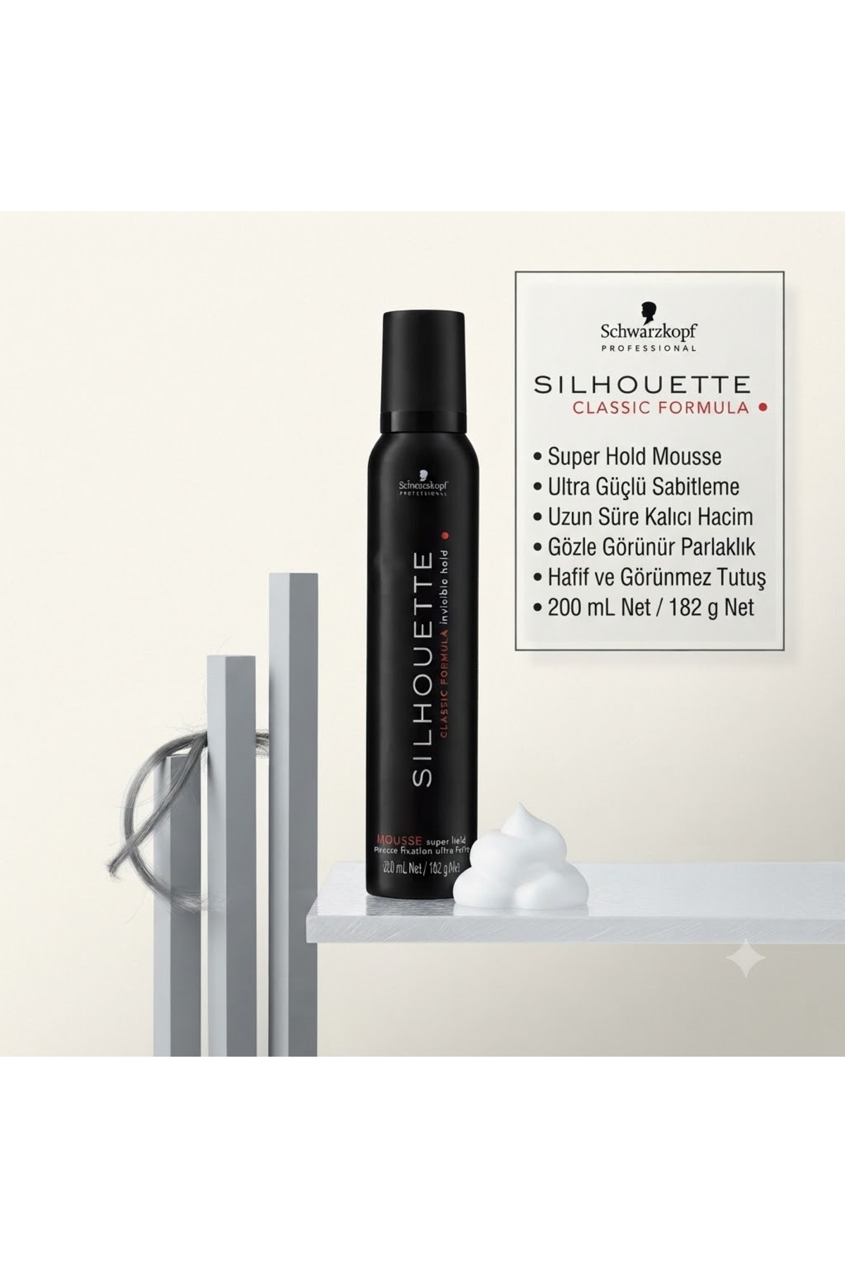 Mousse Super Hold Saç Köpüğü - Fixation Ultra Forte Süper Güçlü Tutucu & Bukle Belirginleştirici 200 ml — MSH-KOPUK-V2-9482X — تصویر 2 از 3