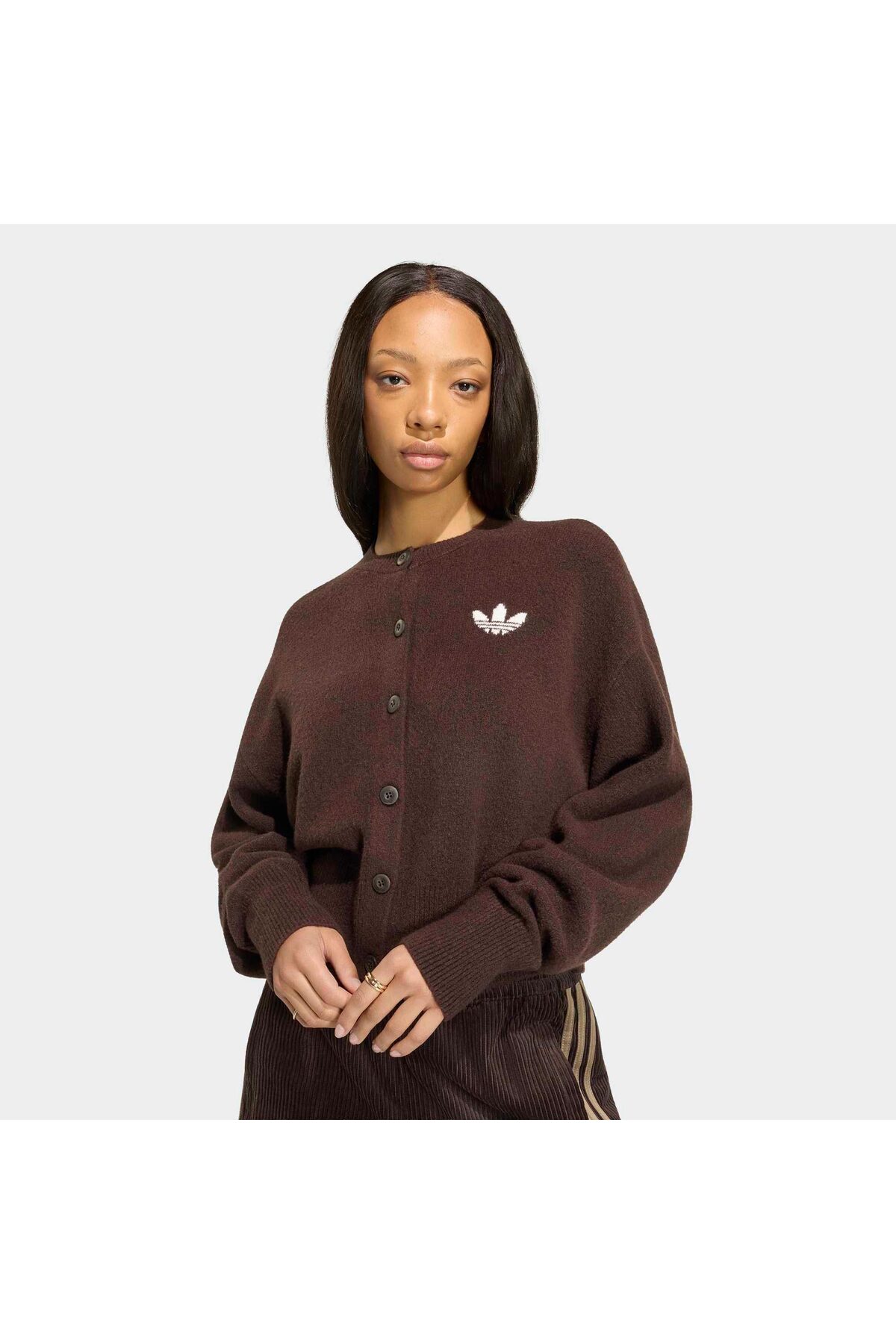 adidas Essentials Knit Kadın Kahverengi Hırka (IA4455) görsel 4