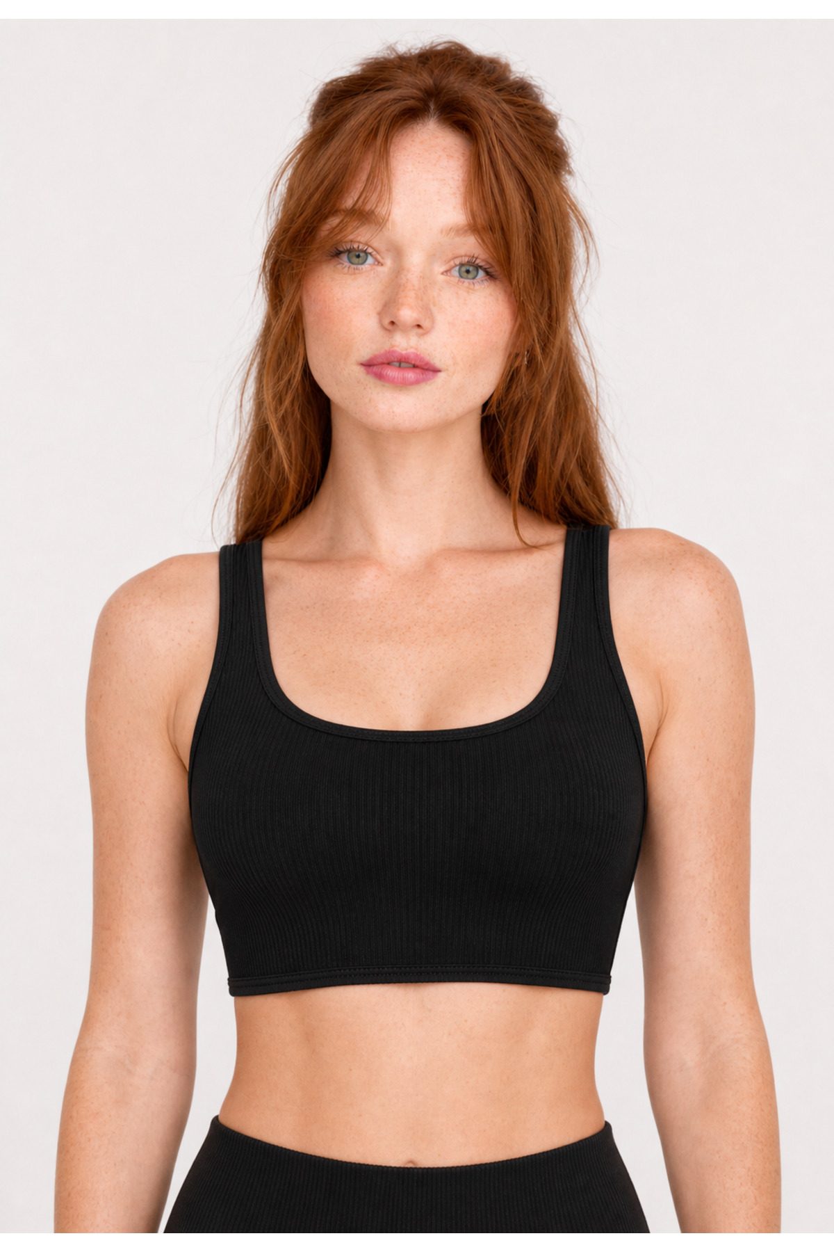 Formactive Kadın Siyah Ribanalı Kare Yaka Crop Spor Üst Büstiyer, Fitness, Yoga ve Pilates 1991