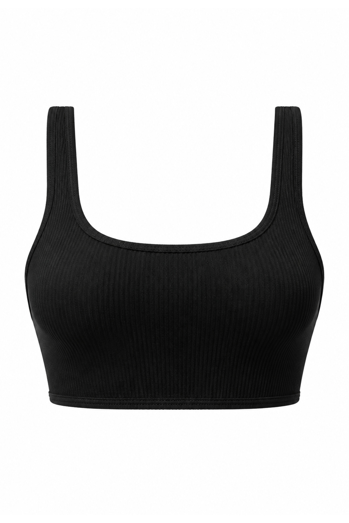 Formactive Kadın Siyah Ribanalı Kare Yaka Crop Spor Üst Büstiyer, Fitness, Yoga ve Pilates 1991 görsel 4