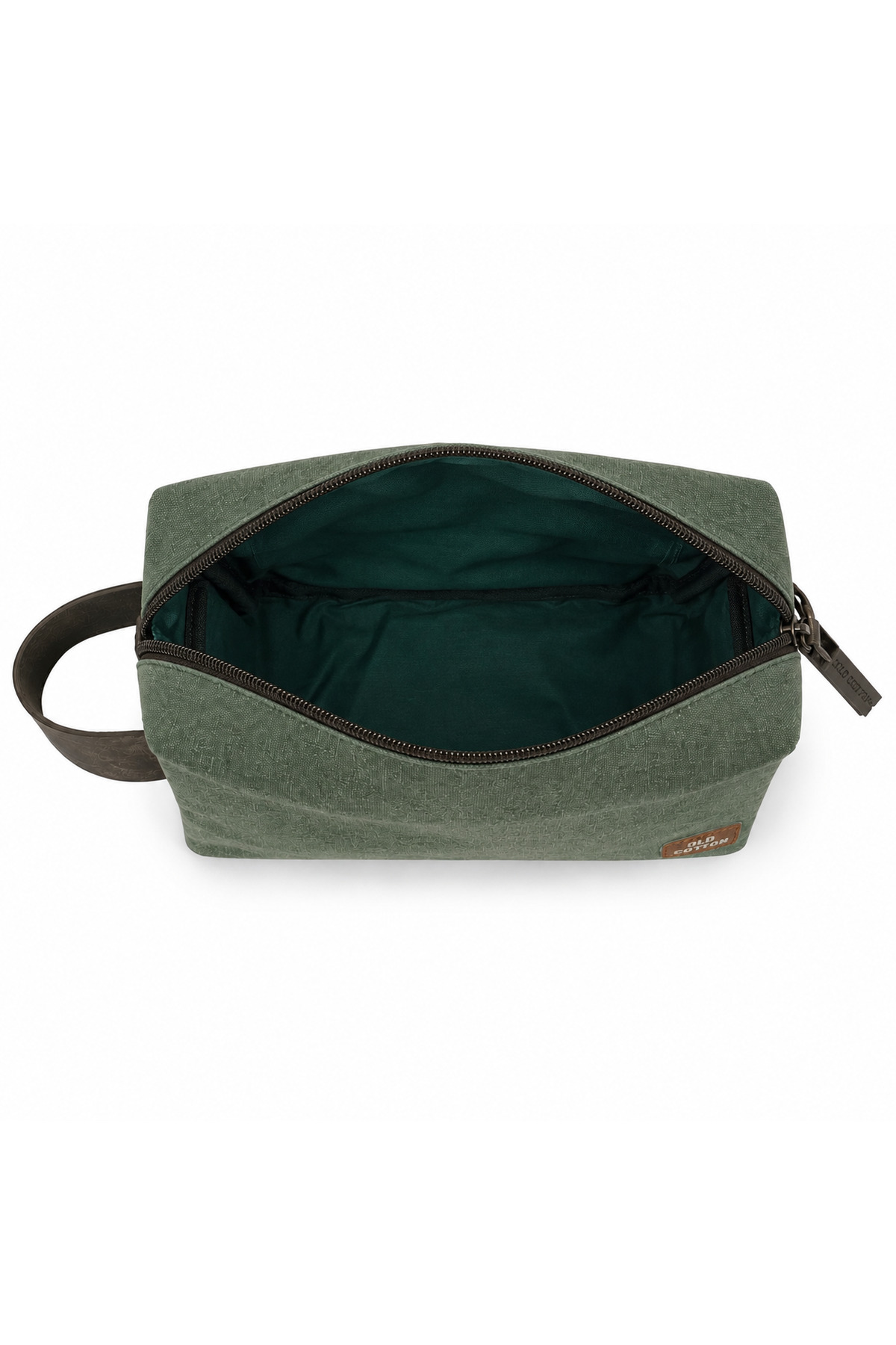 OLD COTTON BAGS Yeşil Kanvas Unisex El Çantası Fermuarlı Günlük Organizer Çanta 22x14x8 cm görsel 4