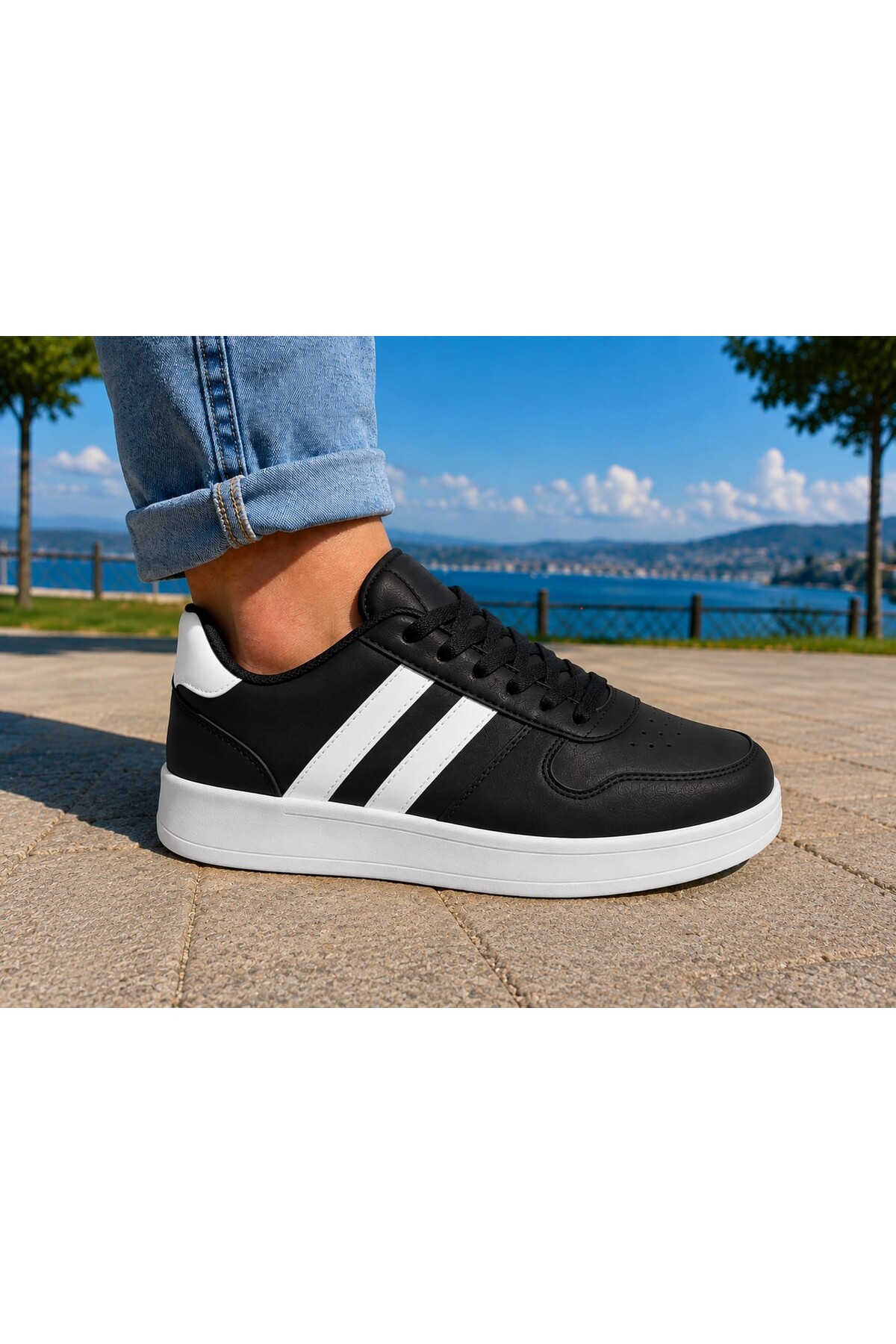 ZERDALİFE Beyaz Spor Ayakkabı Bağcıklı Günlük sneaker Rahat Taban görsel 3