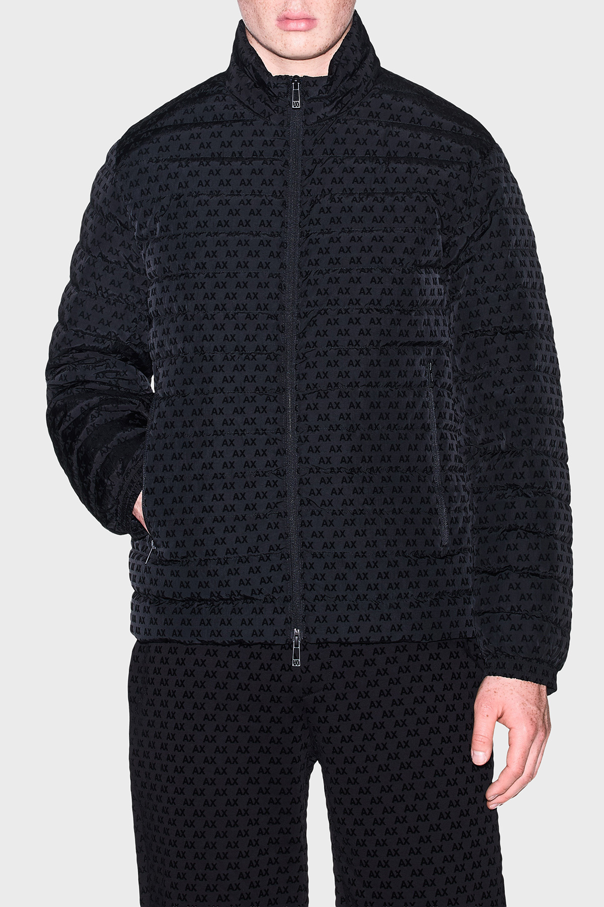 کاپشن مردانه مخمل یقه ایستاده طرح‌دار، مدل XM003510 AF19870 UC001 آرمانی اکسچنج کاپشن Armani Exchange