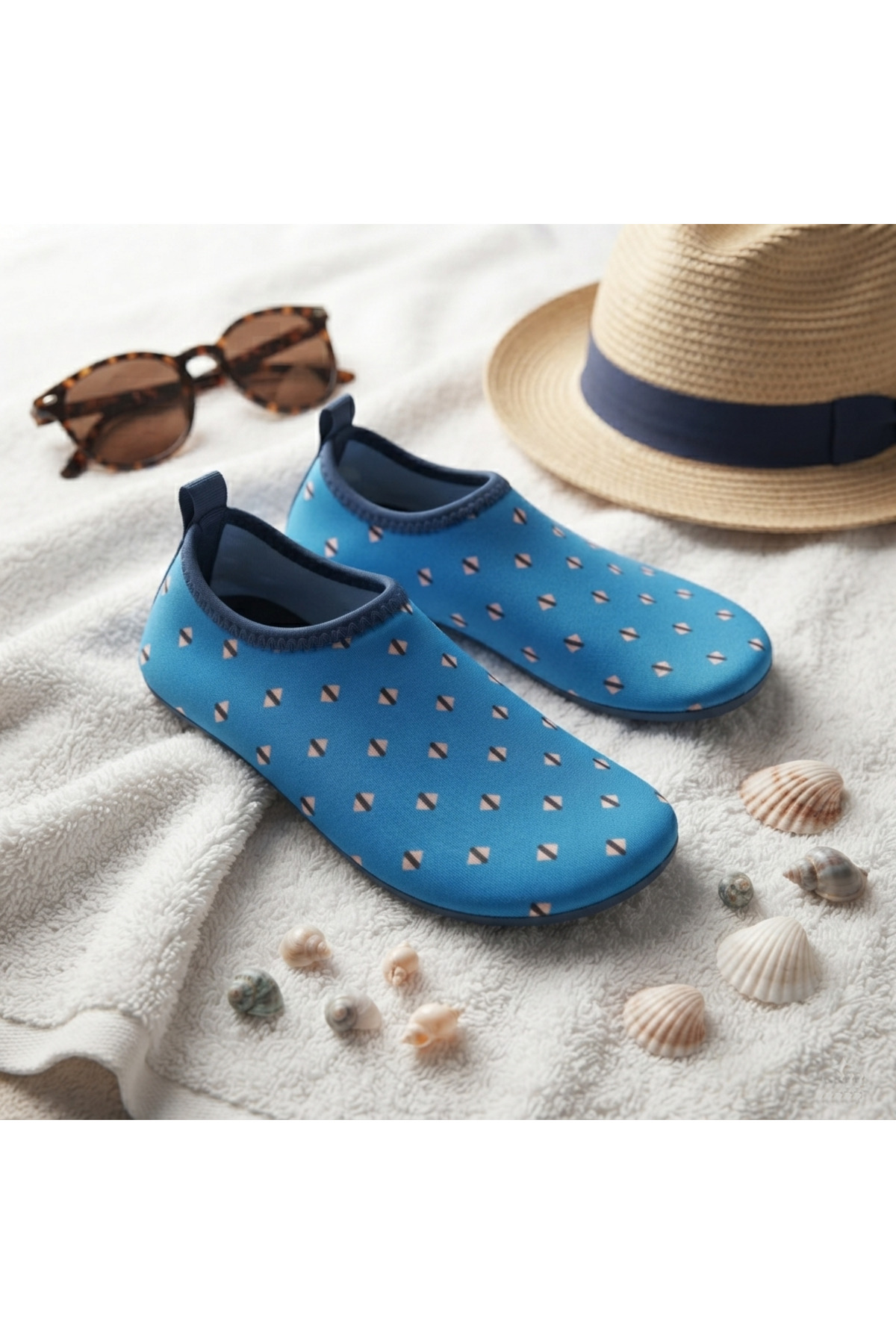 LAL's Erkek Deniz Ayakkabısı Kaymaz Tabanlı Havuz Ayakkabısı Geometrik Desenli Aqua Shoes Plaj Su Ayakkabısı