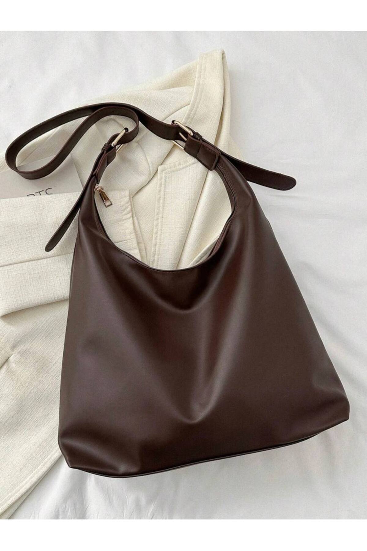 Dark Brown MODA Large Women's Tote Shoulder Bag - Premium Design görünüm 8