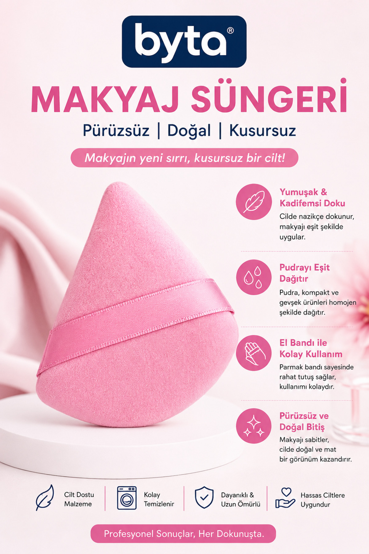Parmak Bantlı Damla Makyaj Süngeri – Pudra ve Fondöten Uygulama Süngeri — BYTA-AYK-022