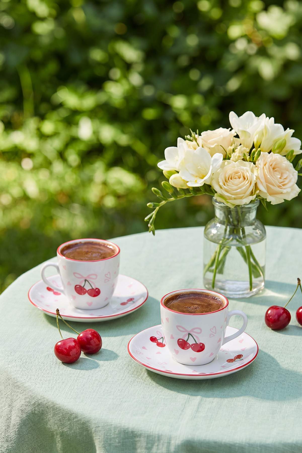 Trendyol Home 2-Piece Cherry Patterned Porcelain Coffee Cup Set 90 Cc Tphss26Kfc00013