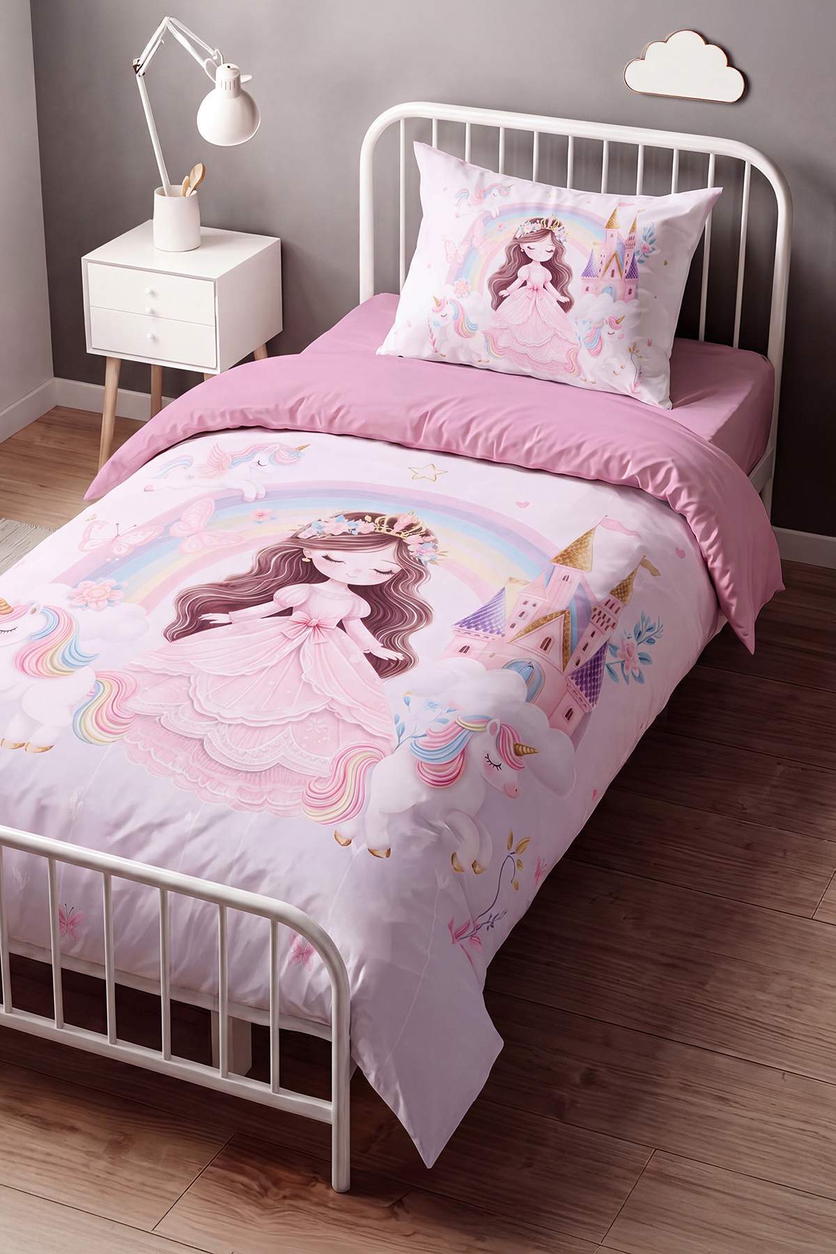 Trendyol Home Unicorn Princess Patterned Single Children's Duvet Cover Set Tphss26Nr00004