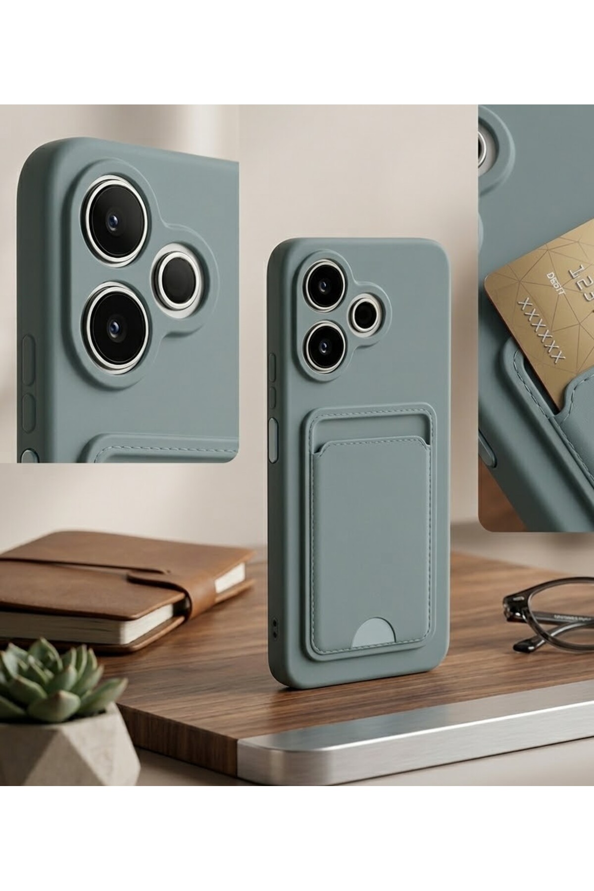 Redmi 13 4G Case Flexible Silicone Kelvin Cover with Camera Protected Card Holder