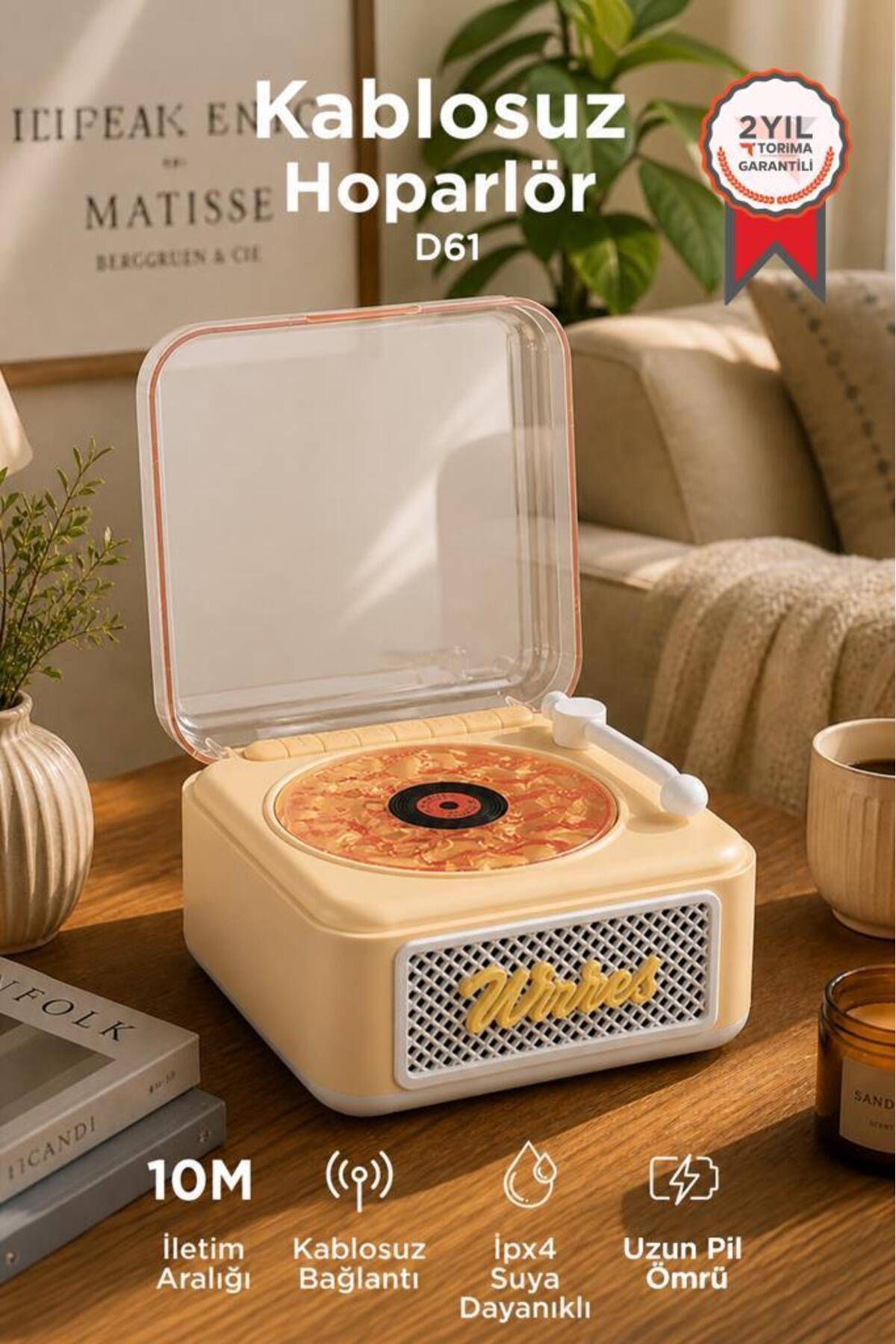 Torima Bluetooth Hoparlör Nostaljik Plak Görünümlü Işıklı AUX TF