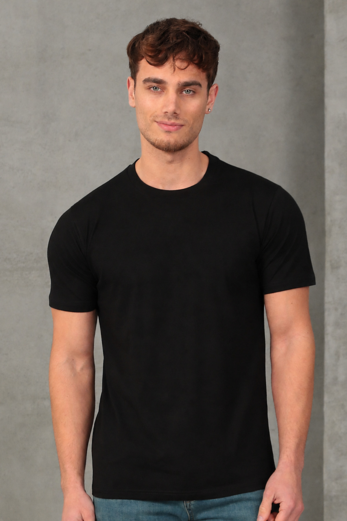 Men's Slim Fit Crew Neck 100% Cotton Slim Fit Black Basic T-Shirt