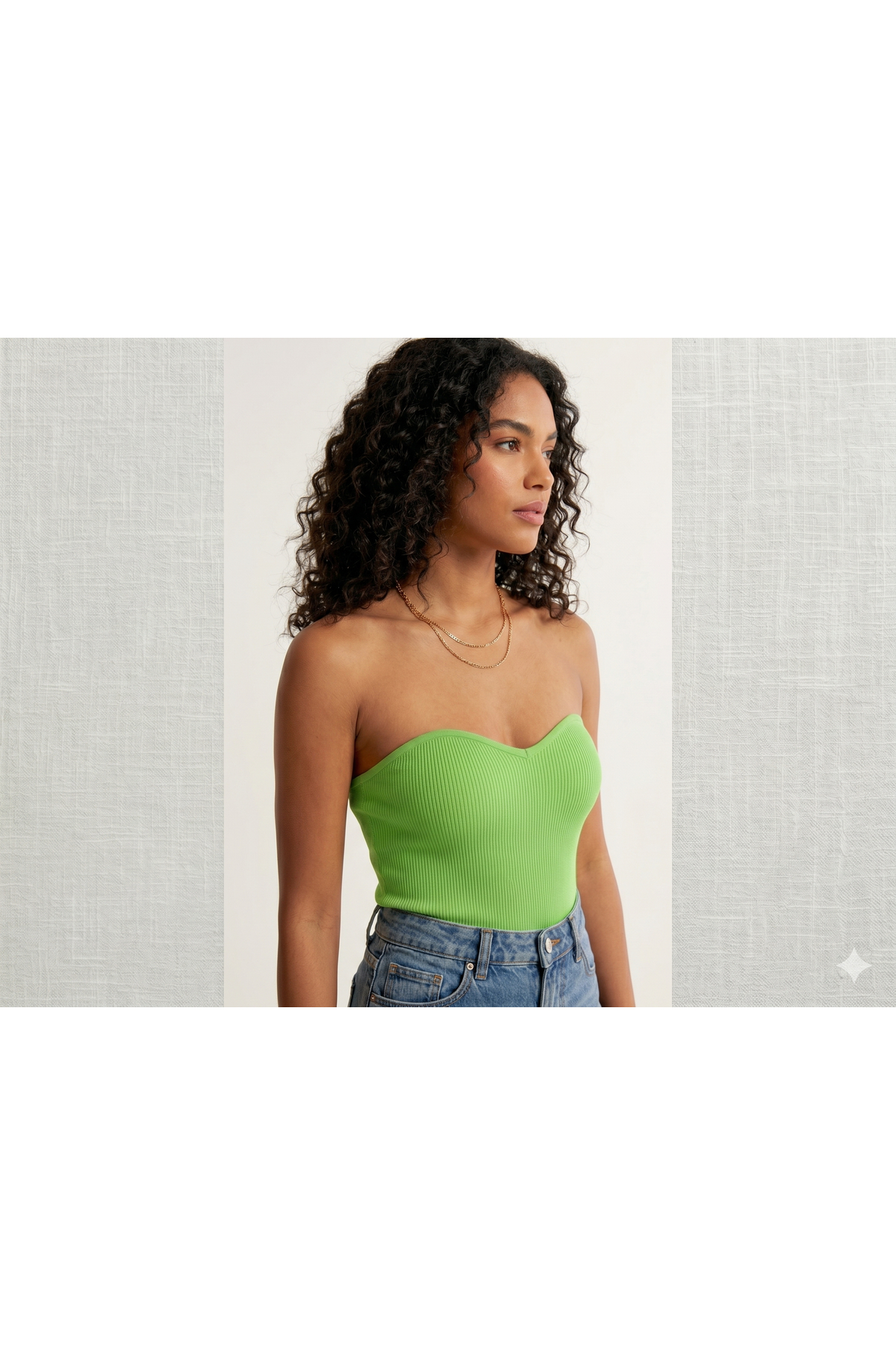 KİM Kİ O Kadın Yeşil Renkli Straplez Crop görsel 3
