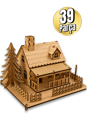 eslazerkesim Ahşap Minyatür Ev Maketi – Kendin Yap (DIY) Dekoratif Kit - 3D P...