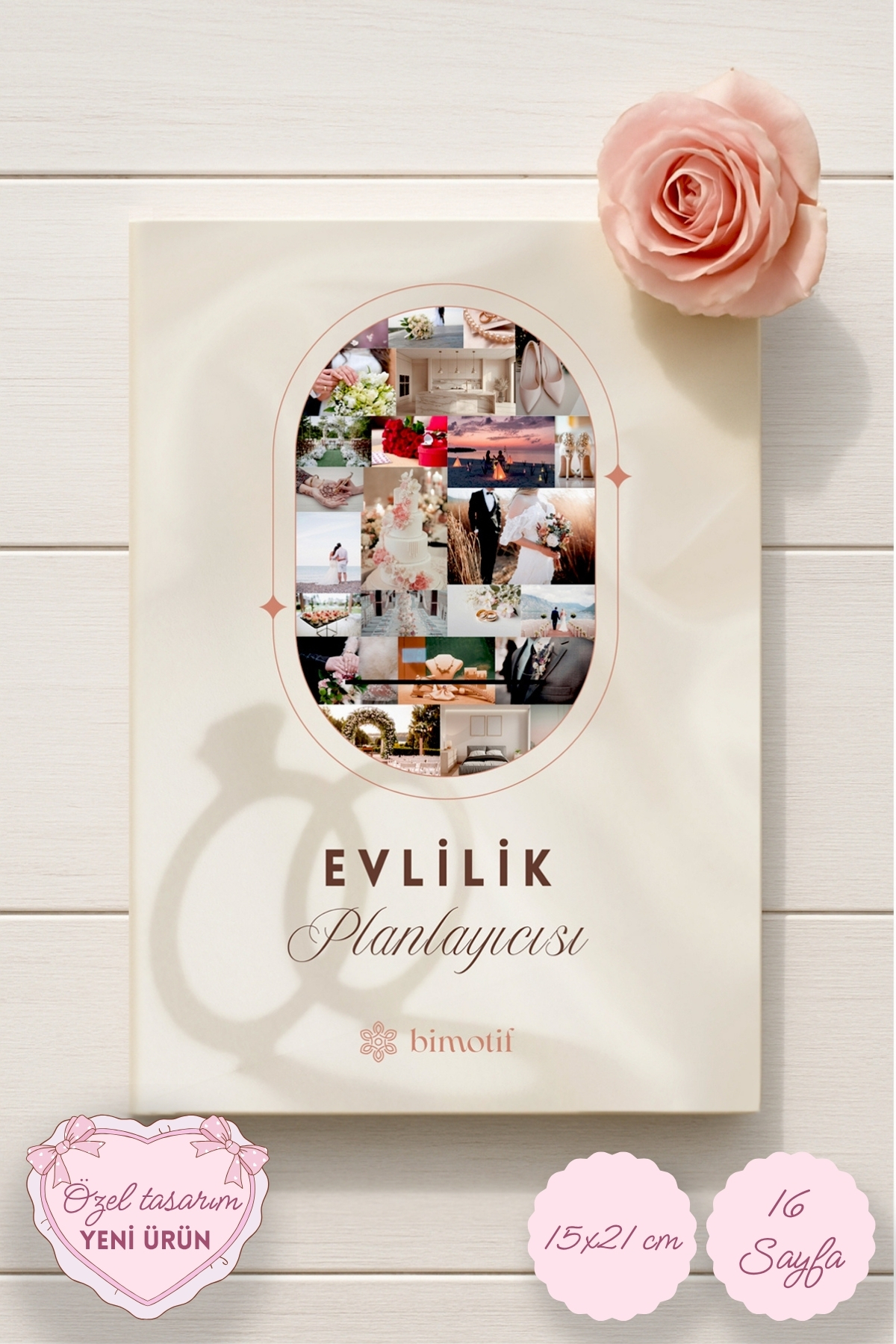 Bimotif Evlilik Planlayıcım (21x15 cm), Düğün Yapılacaklar Listesi, Çeyiz Bütçe Listesi, Söz, Nişan, Kına için Defter
