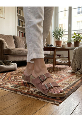 agilashoes AGİLA Vintage Kahverengi Kadın Günlük Çift Toka Comfort Terlik