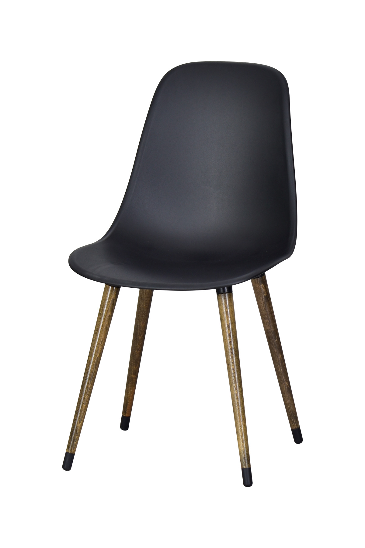 Eames Chestnut Wooden Leg Plastic Black Chair