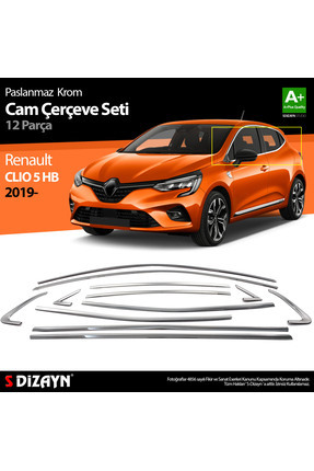 S Dizayn S-Dizayn Renault Clio 5 Krom Cam Çerçevesi 12 Prç. 2019-2026 A+ Kali...