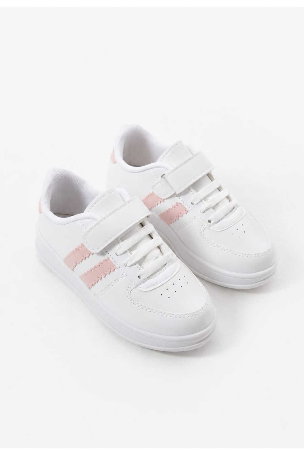 GAK RUN Unisex Cırtlı Rahat Günlük BEYAZ PUDRE Sneaker Spor Ayakkabı 002000 görsel 2