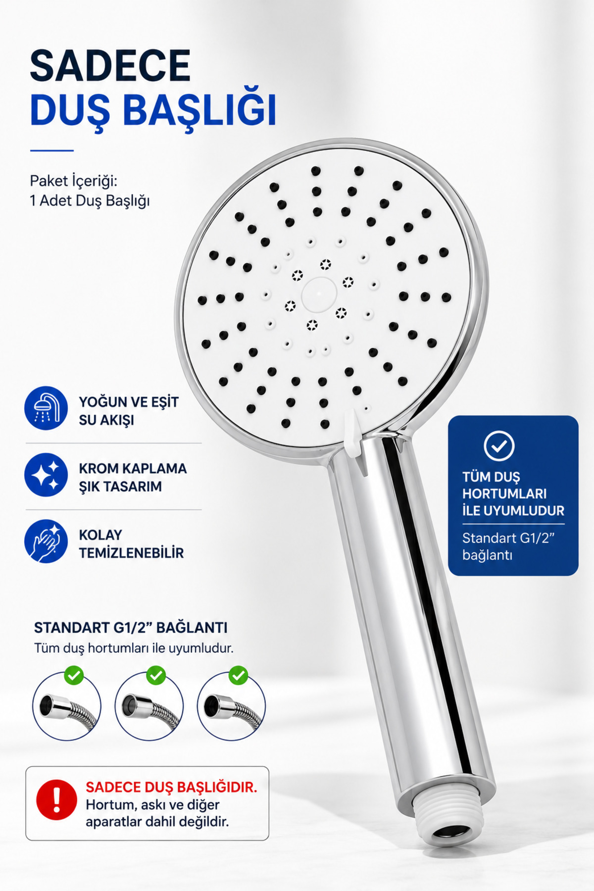 Large Size Water Saving Shower Head with 5 Functions (Only Shower Head ! )