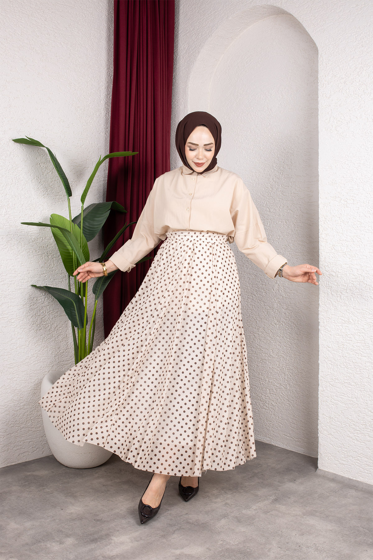 Sfg Life Moda Kadın Astarlı Puantiye Desenli Tül Etek görsel 6