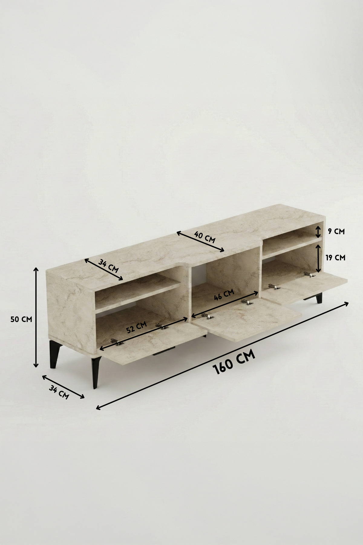 Goldfalez Mistral TV Sehpası Suntalam Ekru 160x40 cm görsel 5