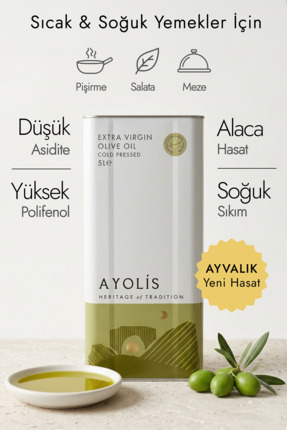 Ayolis Premium Chef Ayvalık 5 Lt Soğuk Sıkım Natürel Sızma Zeytinyağı
