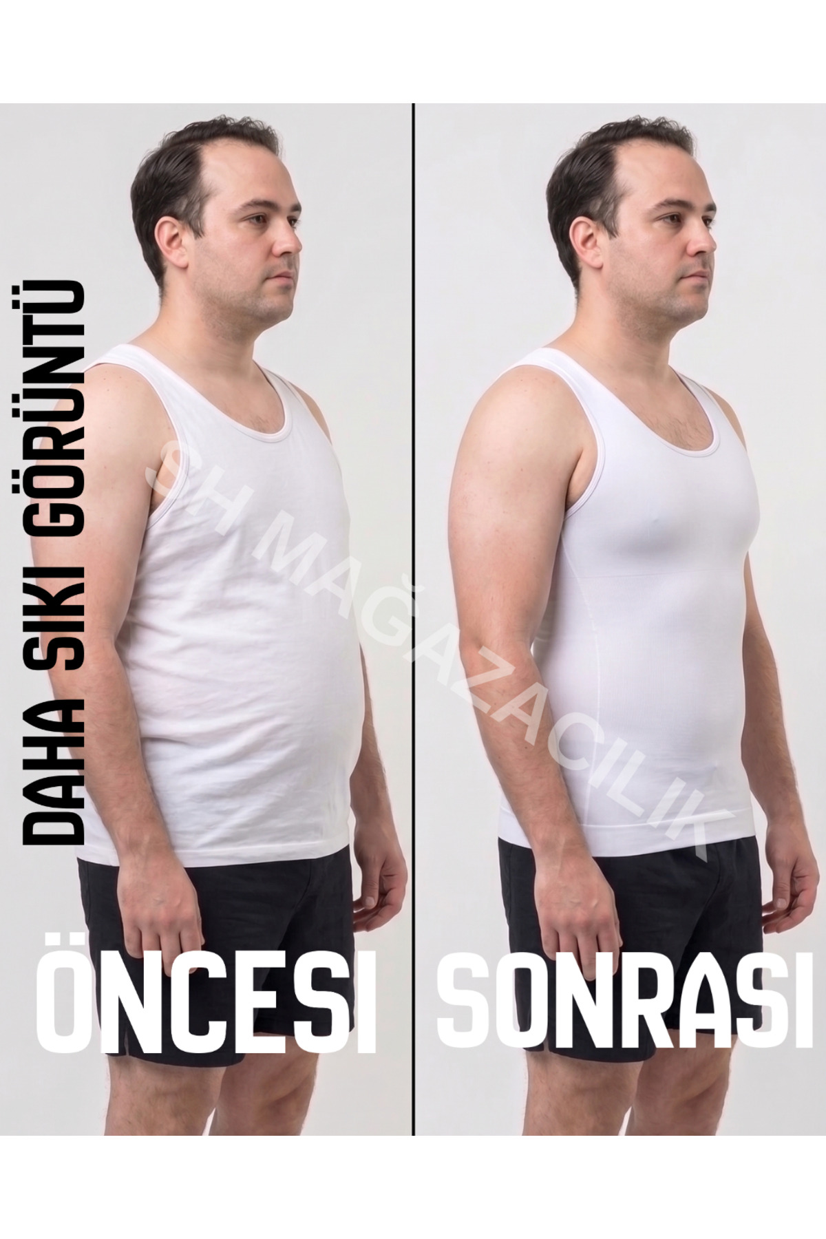 Premium Men's Corset Waist Chest Belly Size 2 White Singlet