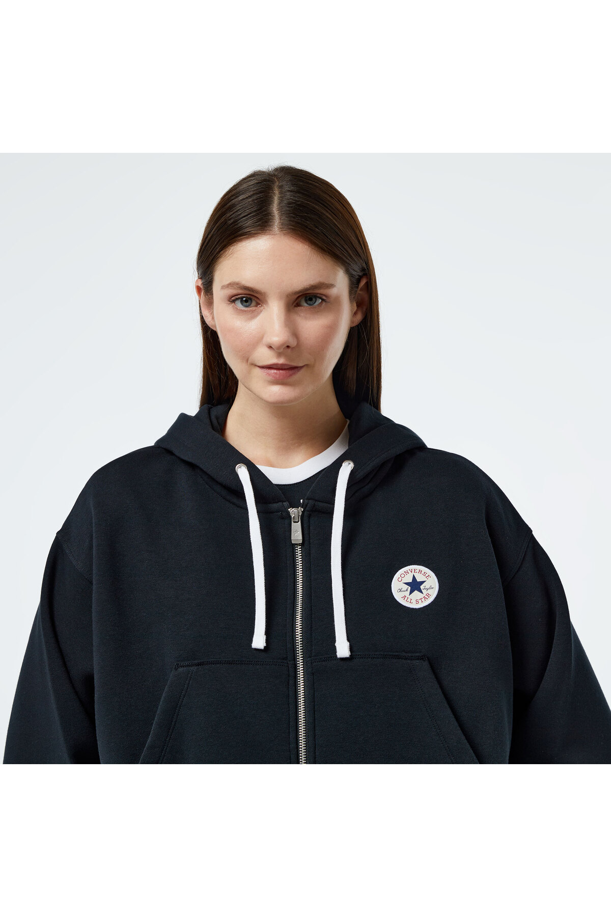 Converse Retro Full-Zip Kadın Siyah Eşofman Üstü görsel 5