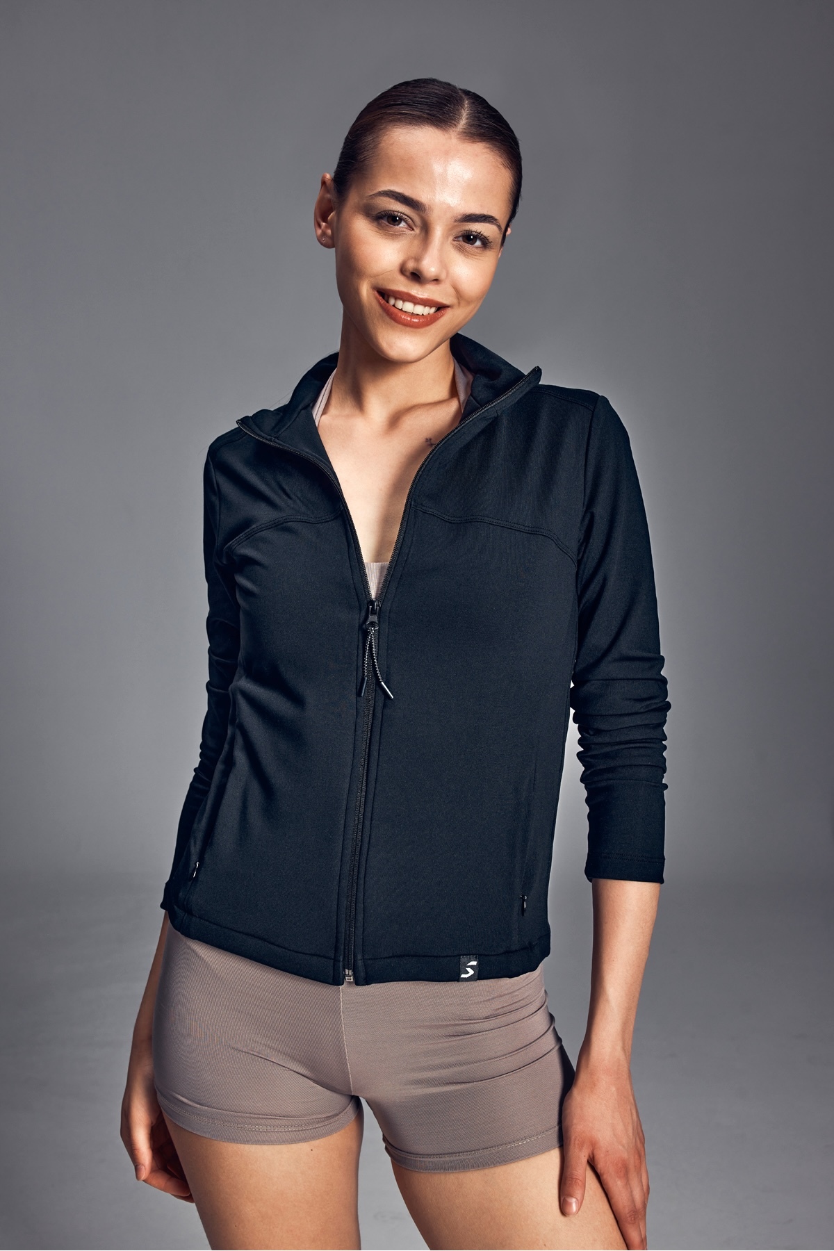 Scorp Vesta Kadın Fermuarlı Koşu Sweatshirt Siyah