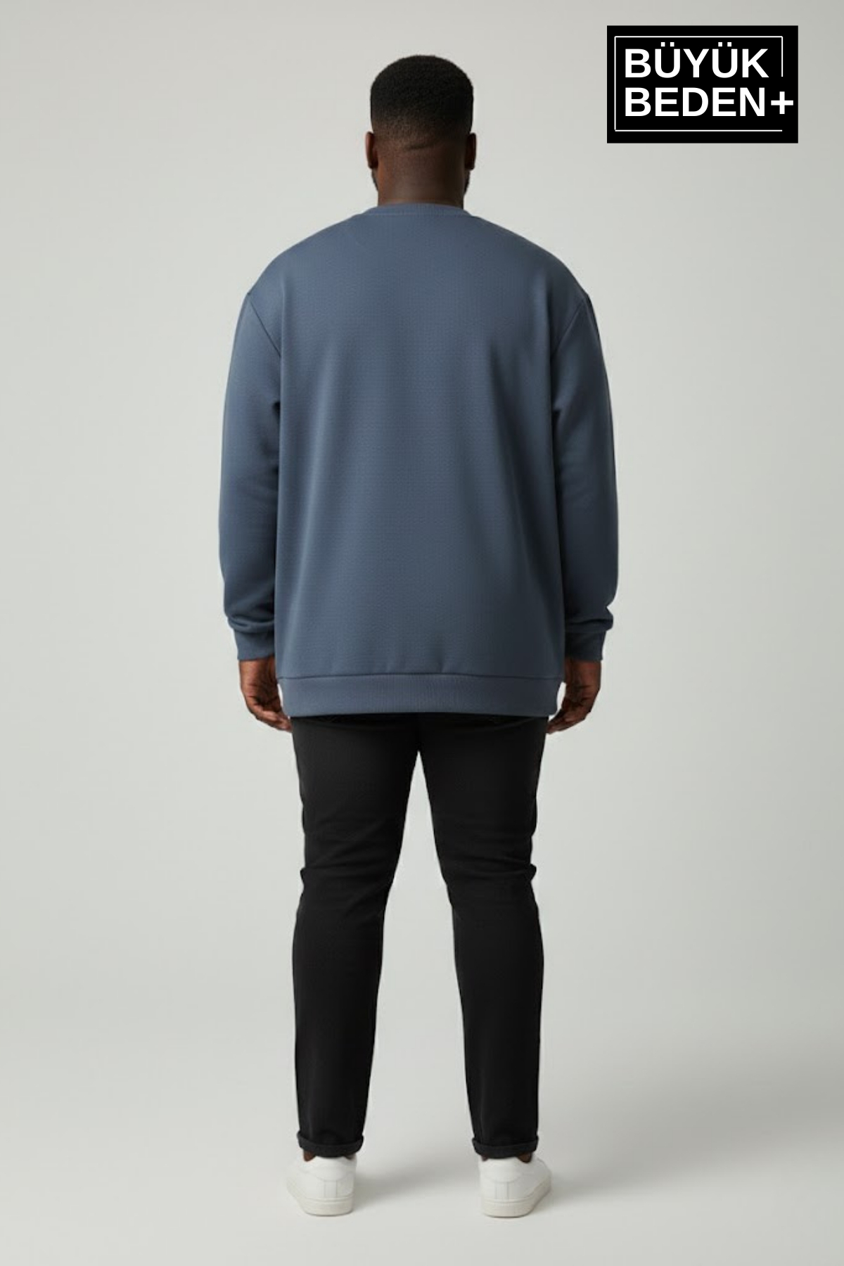 Süperlife Erkek Büyük Beden Bisiklet Yaka Kollar ve Etek Ribanalı İnce Sweatshirt SPR26BSW956 görsel 3