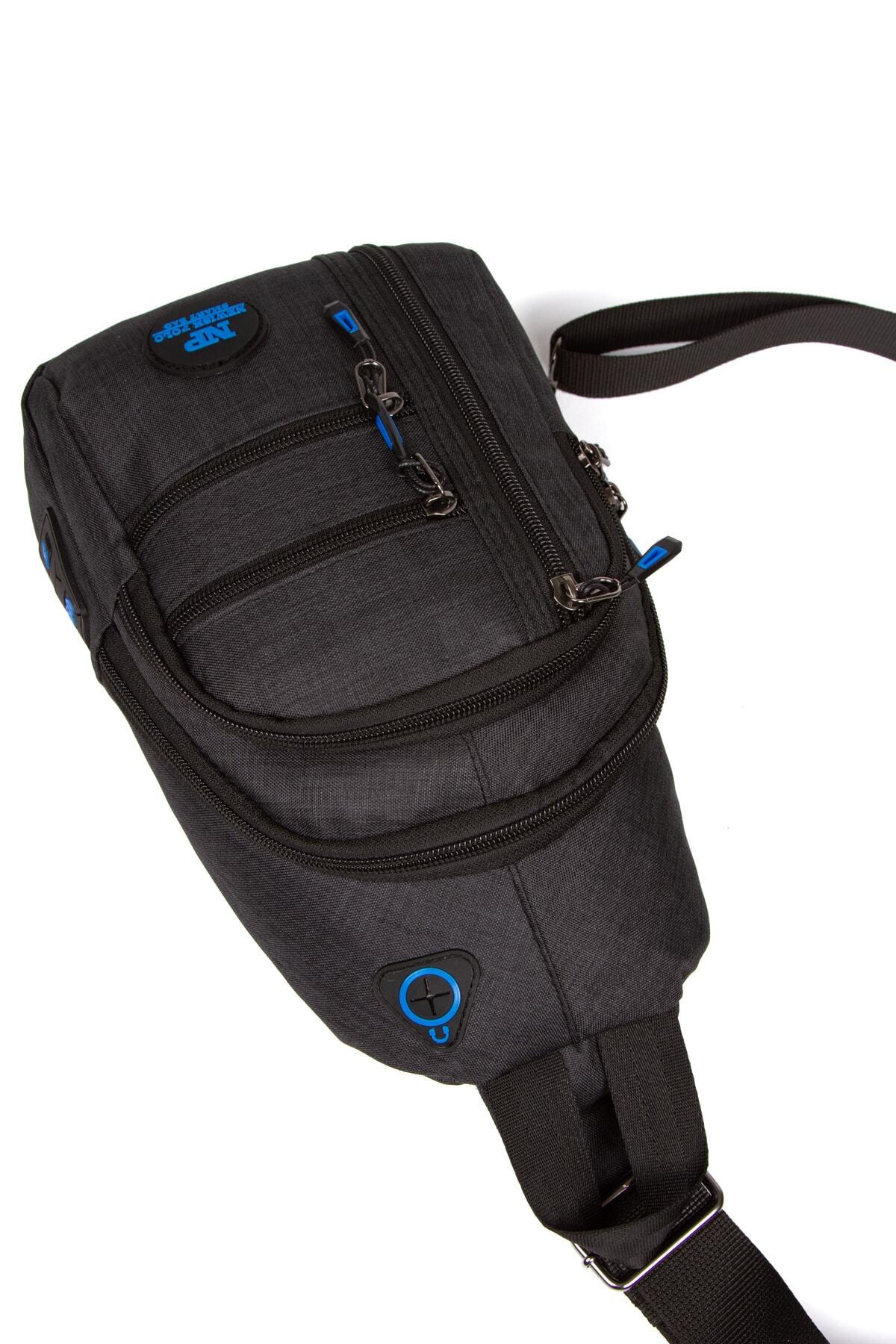 NEWISH POLO ACCESSORIES Erkek Su Geçirmez Keten Kulaklı Ve Usb Çıkışlı Bel Omuz Çantası Body Bag Freebag (19X29CM) görsel 5