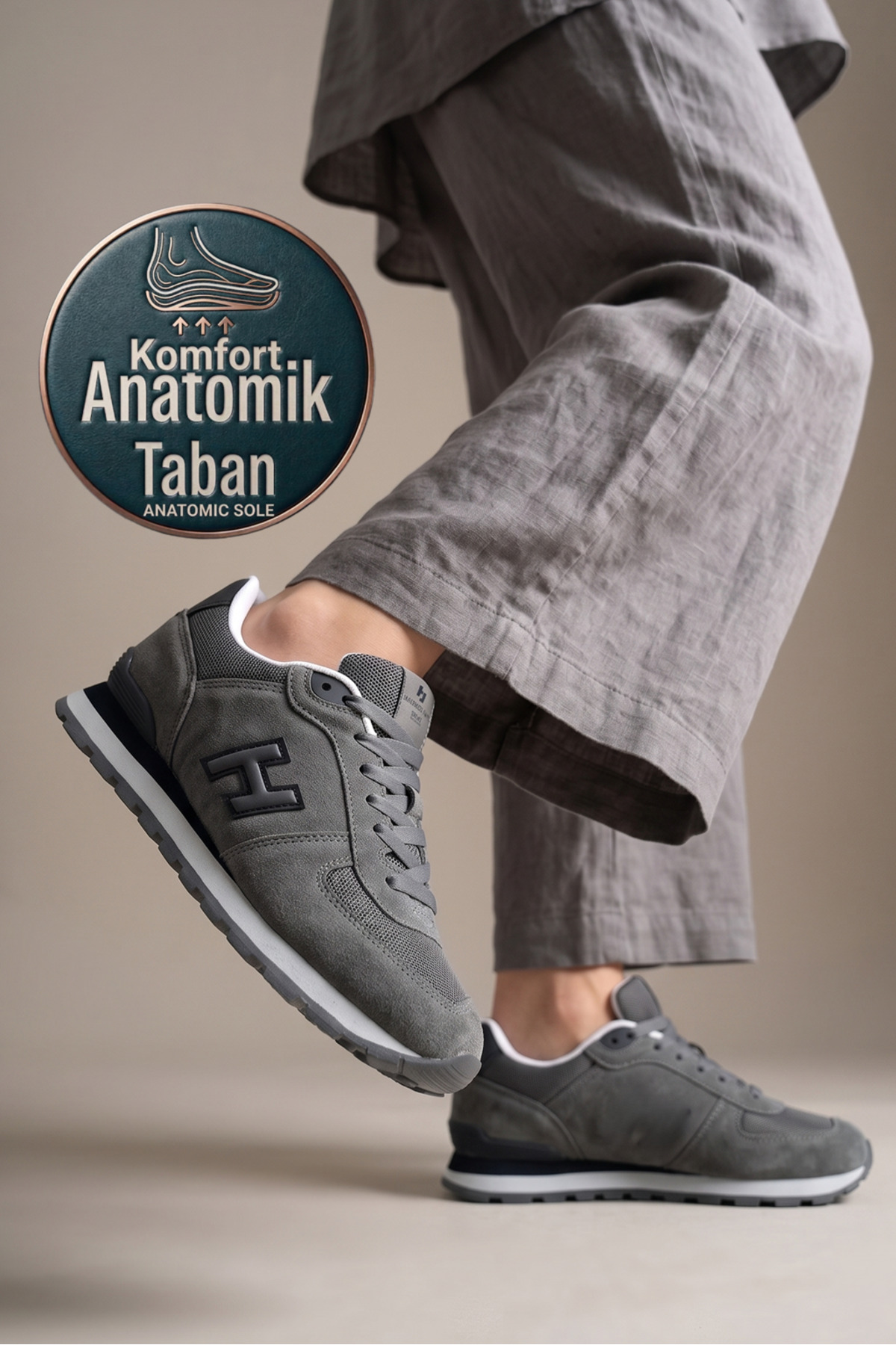 Hammer Jack Gri Peru Büyük Numara (46-47-48) Erkek Kadın Unisex Sneaker Günlük Spor Ayakkabı görsel 4