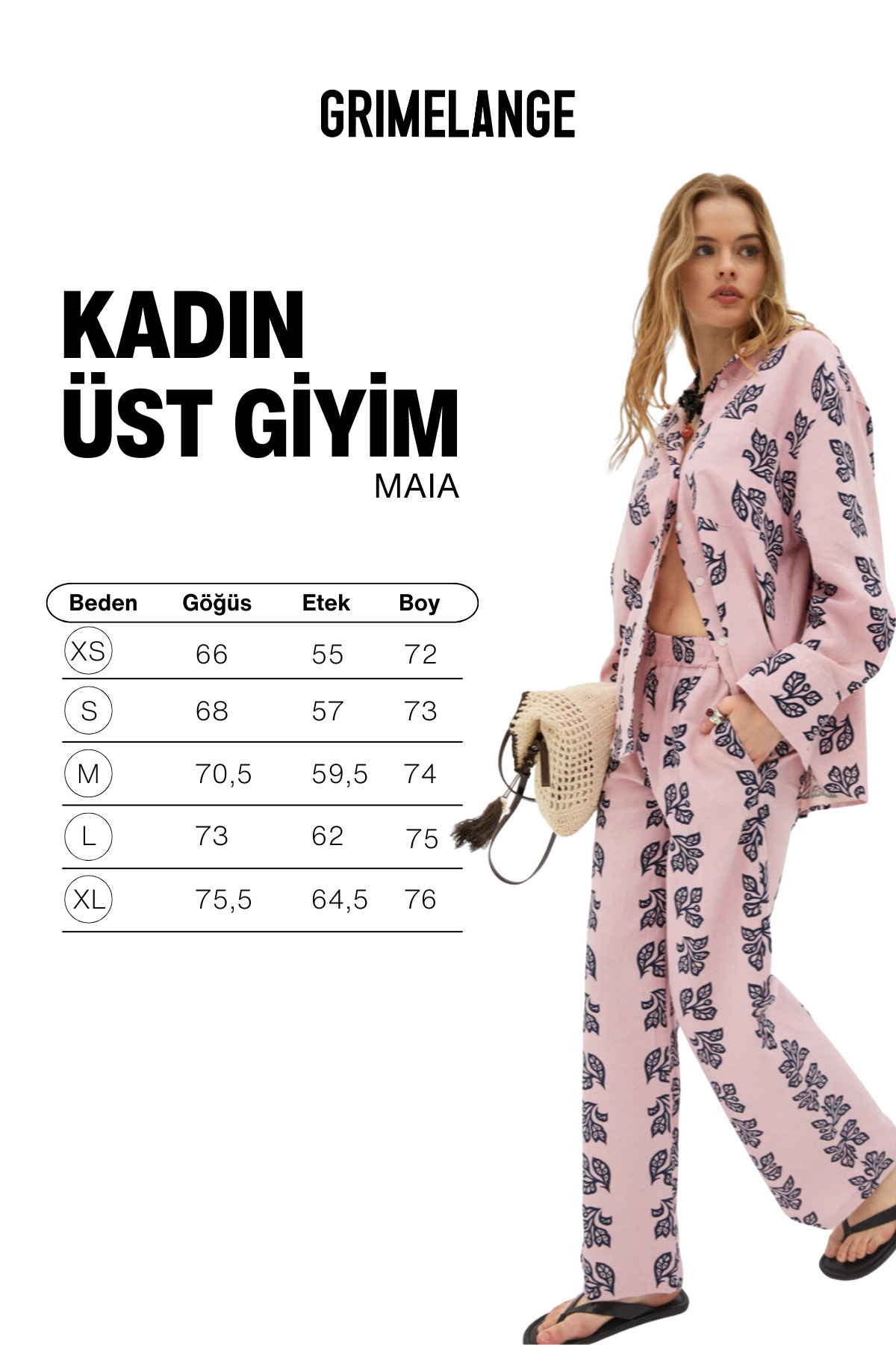 GRIMELANGE MAIA Kadın Keten Karışımlı Baskı Detaylı Regılar Fit Lila Gömlek görsel 6