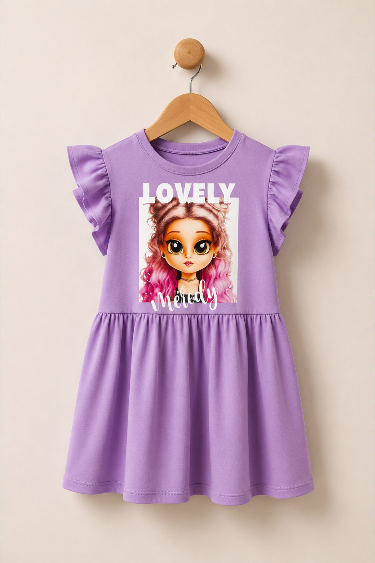 Girls Short Sleeve Lycra Combed Cotton Printed Dress