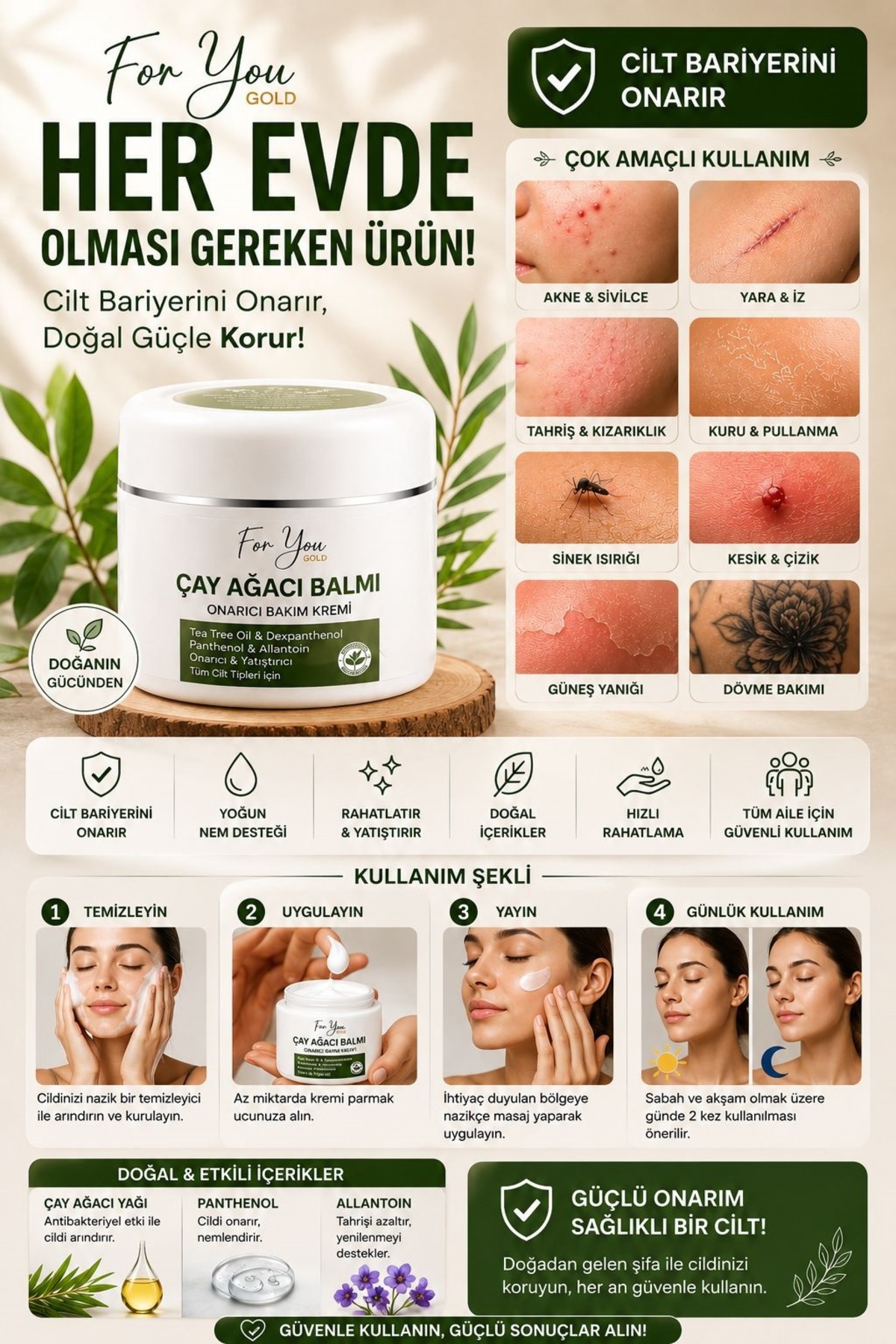 Yatıştırmaya Ve Onarmaya Yardımcı Çay Ağacı Balmı Bakım Kremi 50 ml (TEA TREE BALM) — ÇAY01 — تصویر 4 از 7