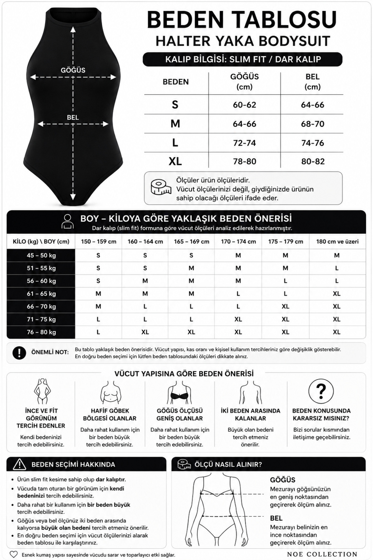 Kadın Halter Yaka Çıtçıtlı Body Slim Fit Dar Kalıp Likralı Bodysuit - Siyah 6