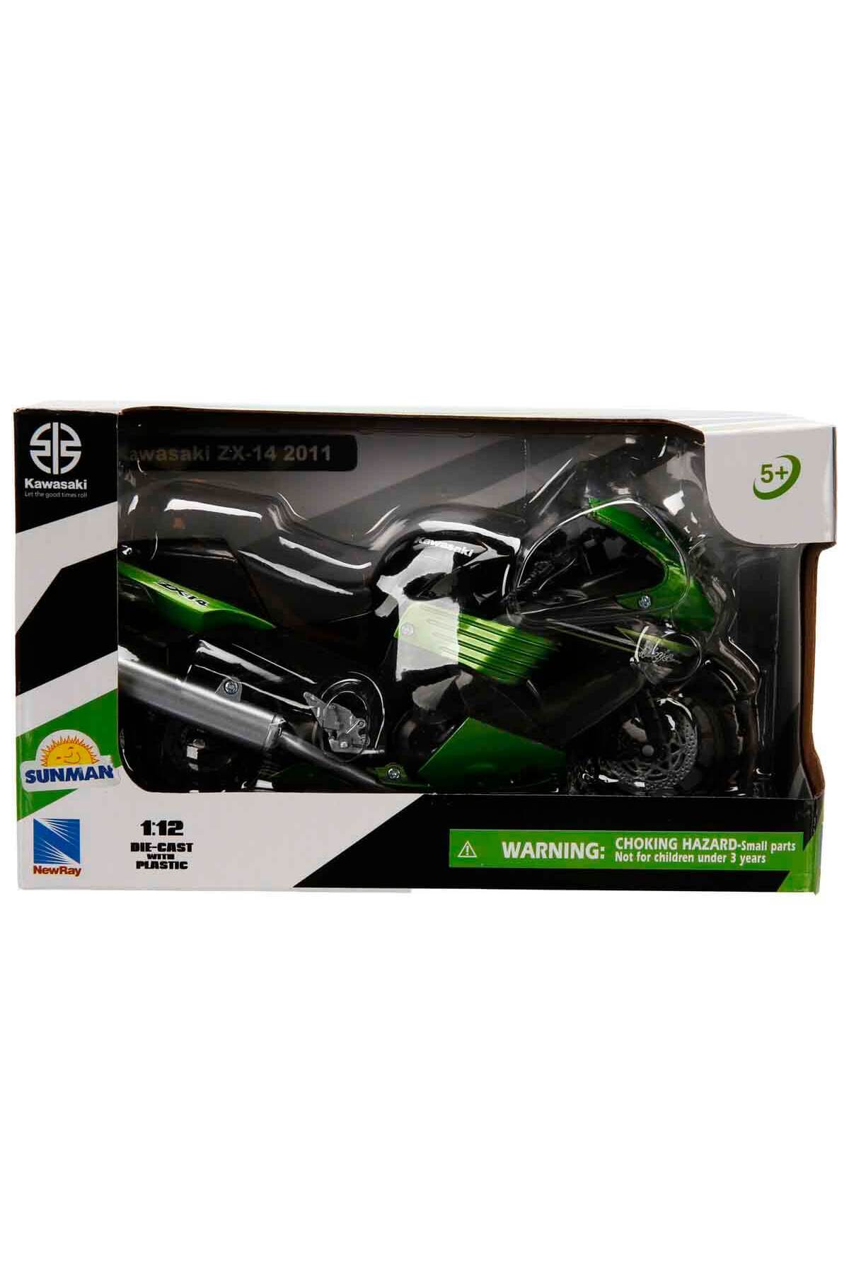 Genel Markalar 1:12 Kawasaki ZX-14 2011 Model Motor - Siyah-Yeşil