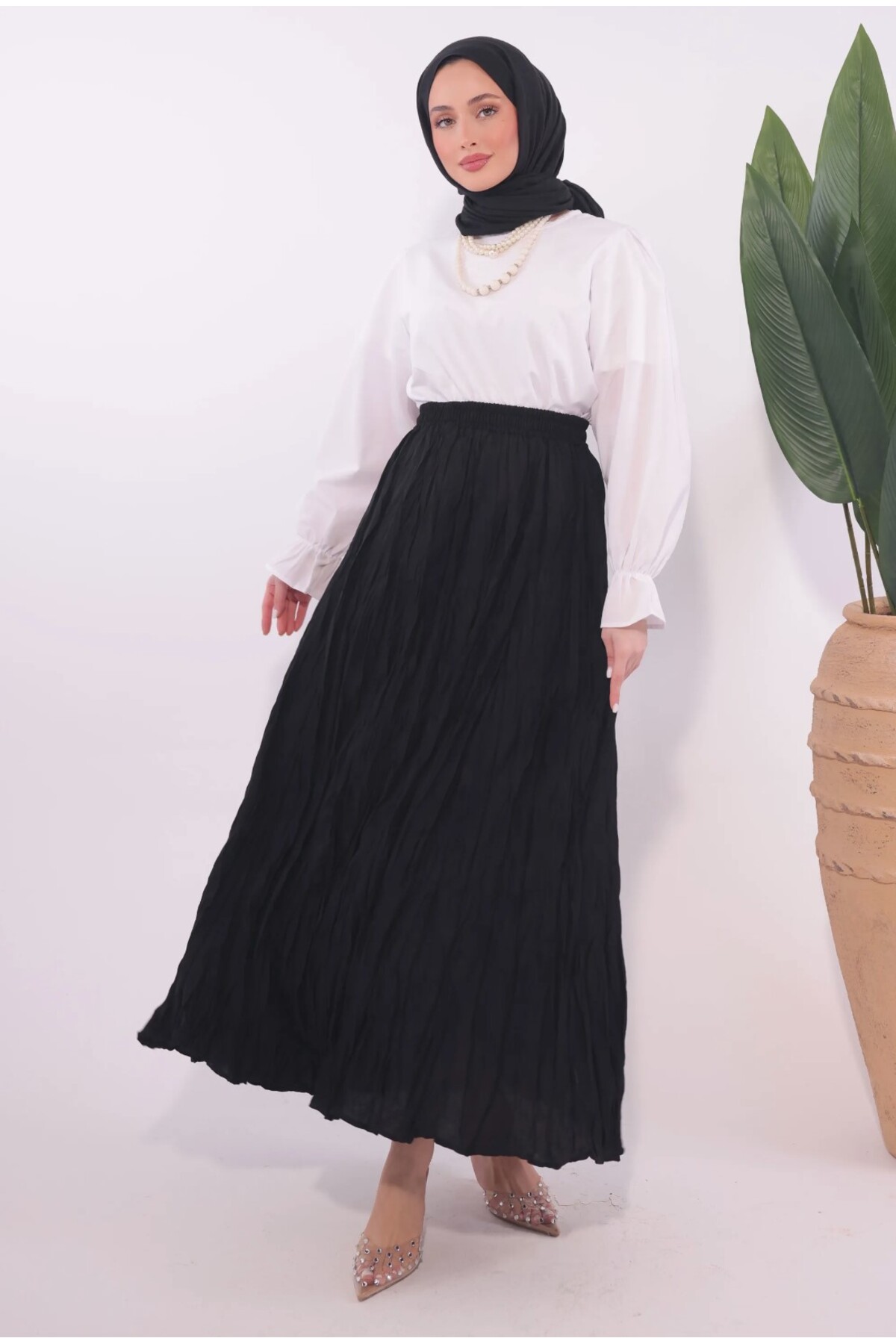 Women's Upright Pleated Hijab Skirt Modal Fabric