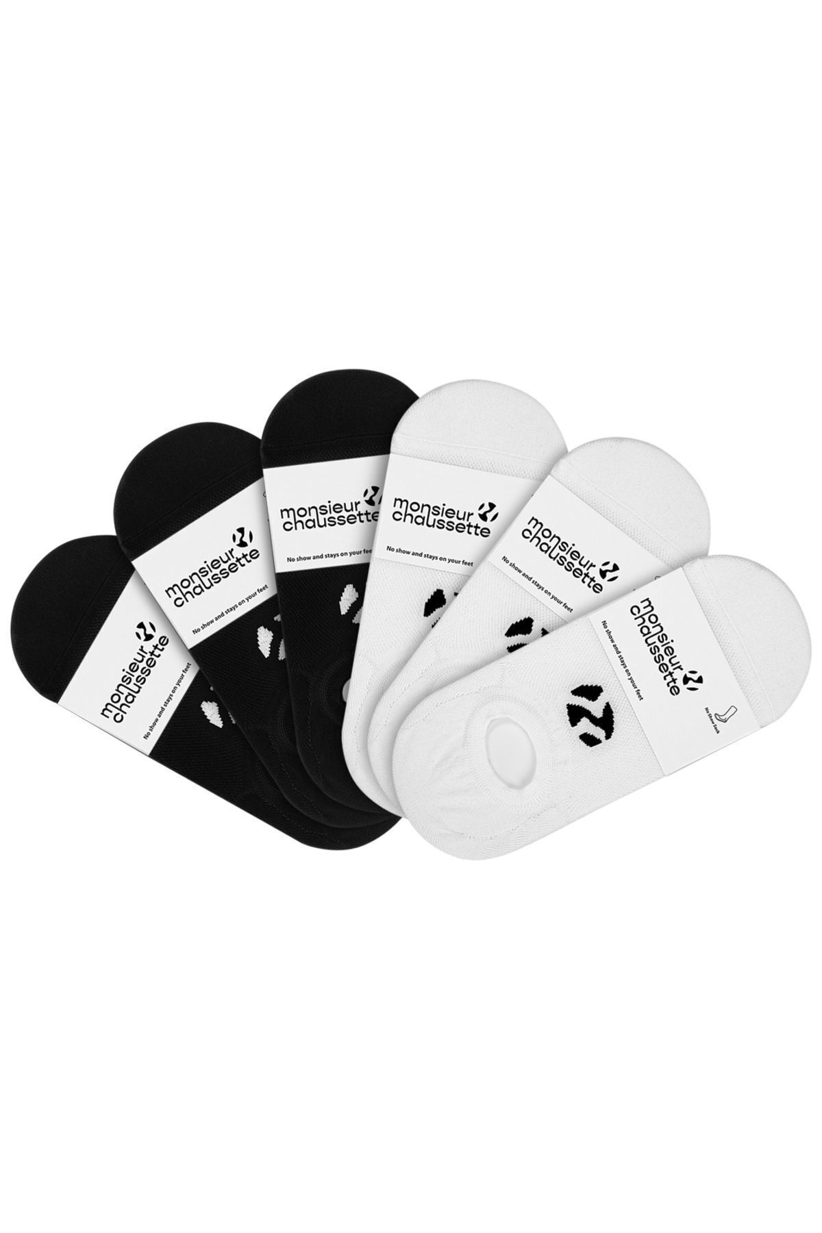 MONSIEUR CHAUSSETTE 6-PACK Ayaktan Çıkmayan ve Ayakta Gözükmeyen Organik Pamuk Unisex Çorap