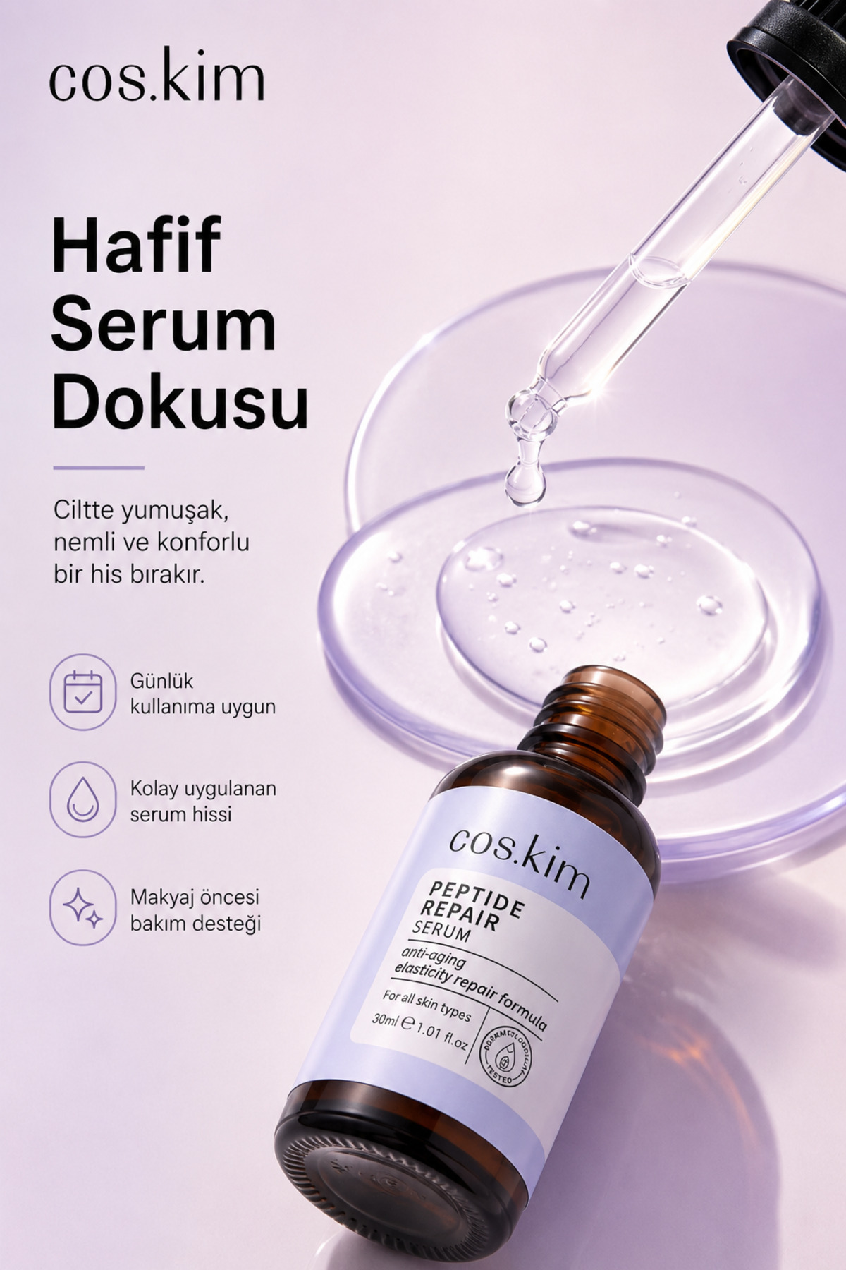 Peptit Içeren Onarıcı - Kırışıklık Ve Yaşlanma Karşıtı Cilt Bakım Serumu 30 ml — MK012 — تصویر 5 از 8