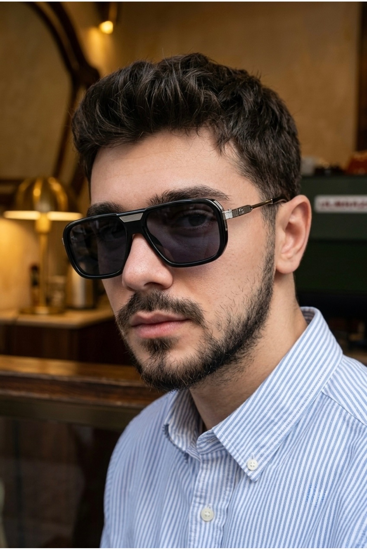 MACERATİ Unisex Güneş Gözlüğü Siyah Kadın & Erkek Uv400 Cam görsel 2