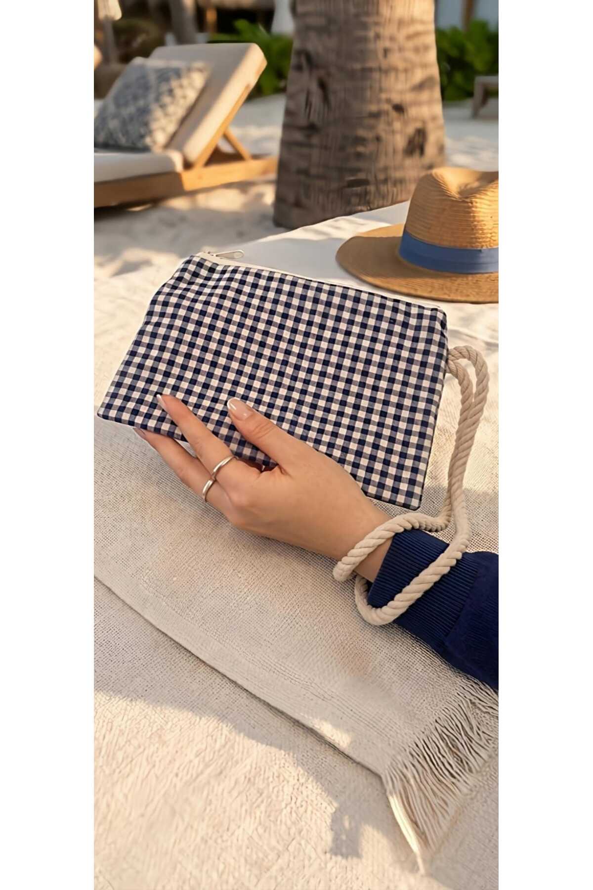 ALERSS Clutch Çanta - Makyaj Portföy Çantası - Cüzdan - Kalemlik - Pötikare Çanta görsel 6