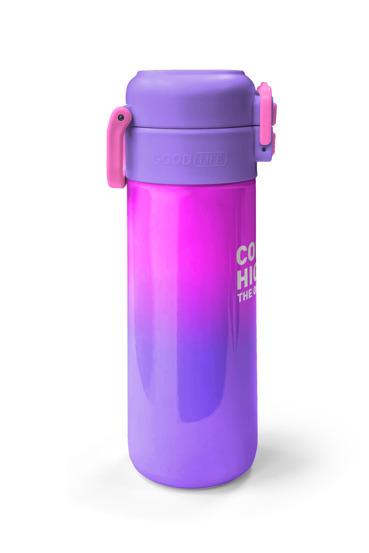 Kids Mor Renk Geçişli Desenli Pipetli ve Direkt İçim Çelik Termos 500 ml 31963