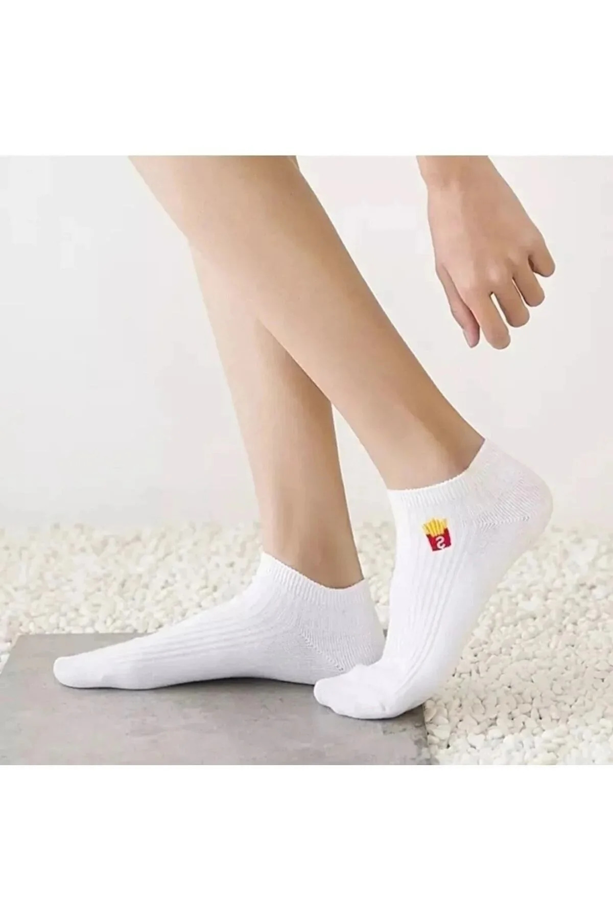 5'li Eğlenceli Emoji Desenli Beyaz Yazlık Kadın Patik Çorap Set — görsel 3 · 9020060506497