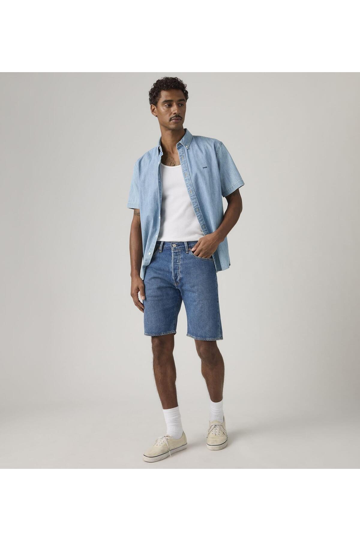 شلوارک جین مردانه آبی تیره Levis 501 اورجینال - 36512-0279 لیوایز شلوارک برمودا Levi's